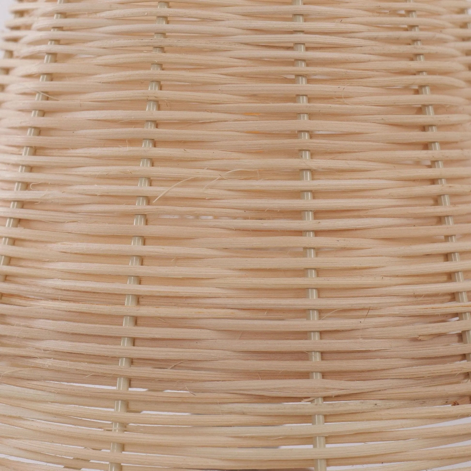 Lightsin Natural Rattan Table Lamp with Pink Wood Base for Bedroom and Living Room - House Comfort