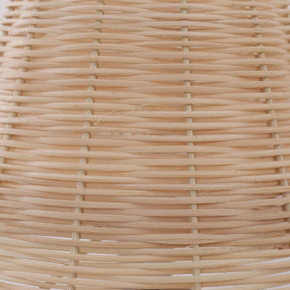 Lightsin Natural Rattan Table Lamp with Pink Wood Base for Bedroom and Living Room - House Comfort