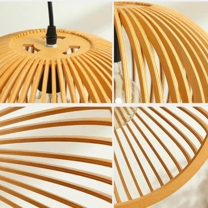 Lightsin Natural Wood Pumpkin Pendant Light Eco Friendly Rustic Hanging Lamp for Home Decor - House Comfort