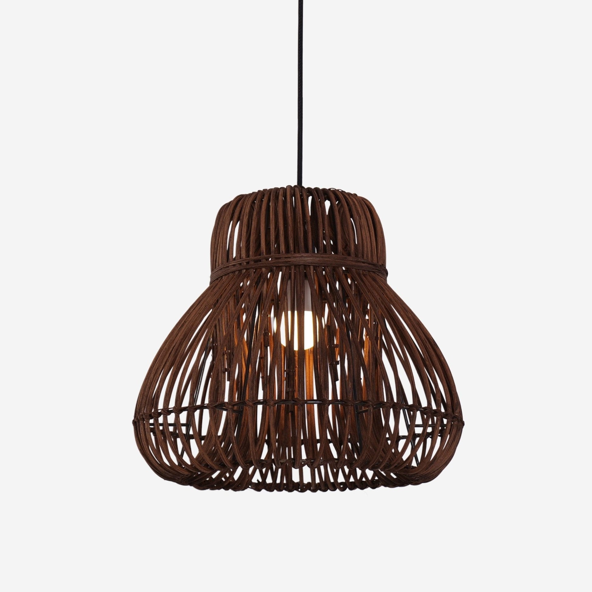 Lightsin Natural Woven Rattan Pendant Light – Handcrafted Rustic Ceiling Light for Dining Rooms, Living Spaces, and Cafés - House Comfort