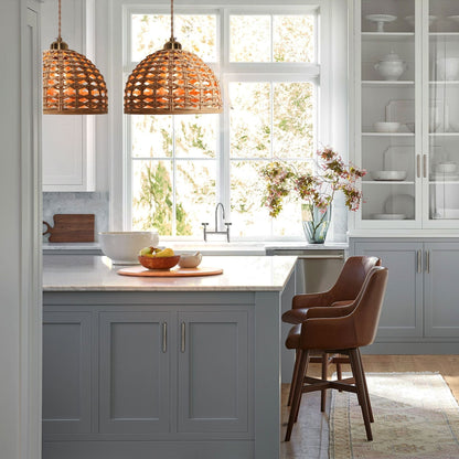 Lightsin Nature - Inspired Wooden Dome Warm Glow Pendant Light - House Comfort