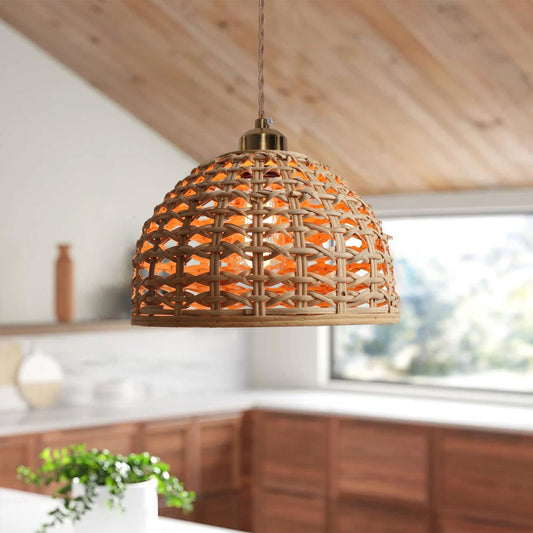 Lightsin Nature - Inspired Wooden Dome Warm Glow Pendant Light - House Comfort