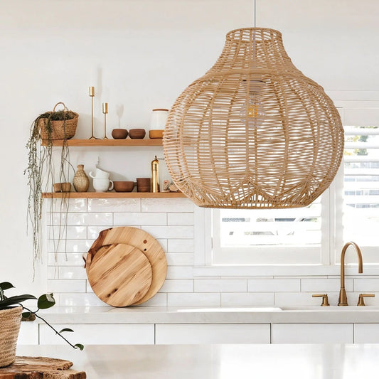 Lightsin Open - Gourd Japanese Rattan Pendant Light - House Comfort