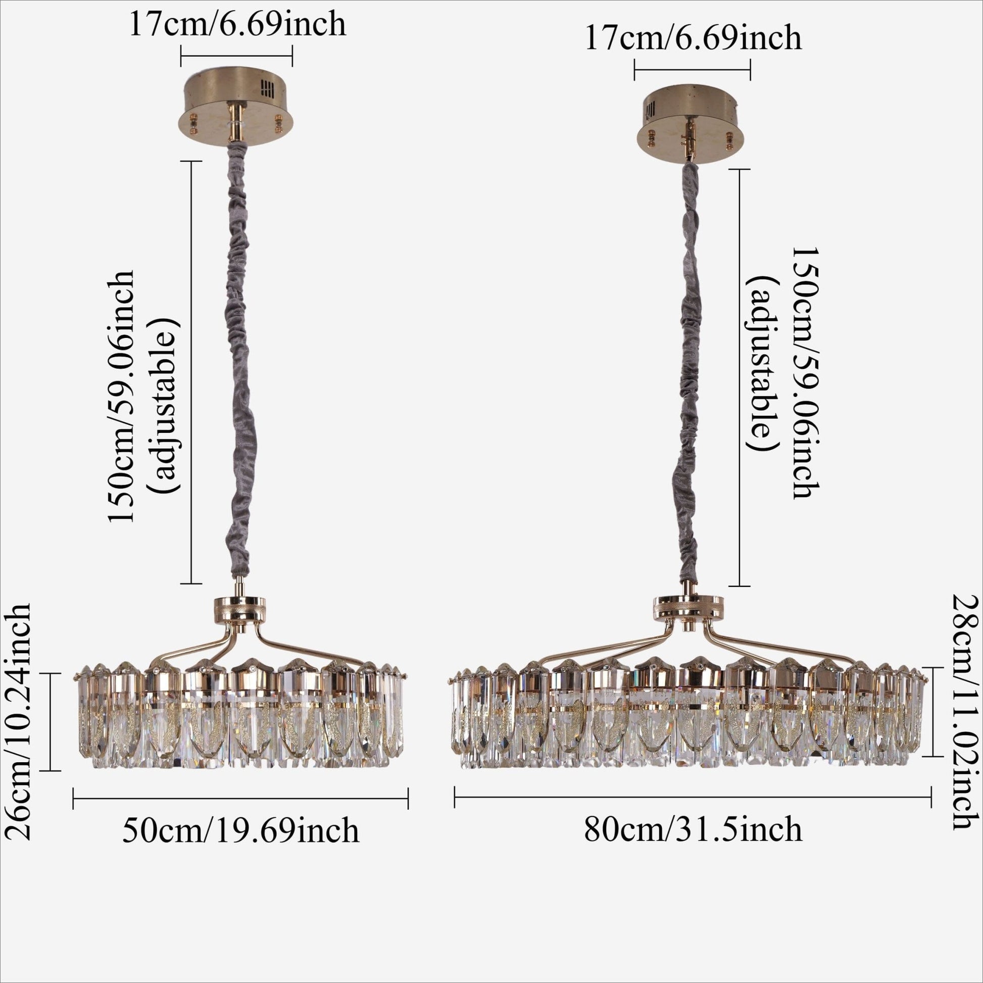 Lightsin Opulent Crystal Elegance Adjustable Pendant Light - House Comfort