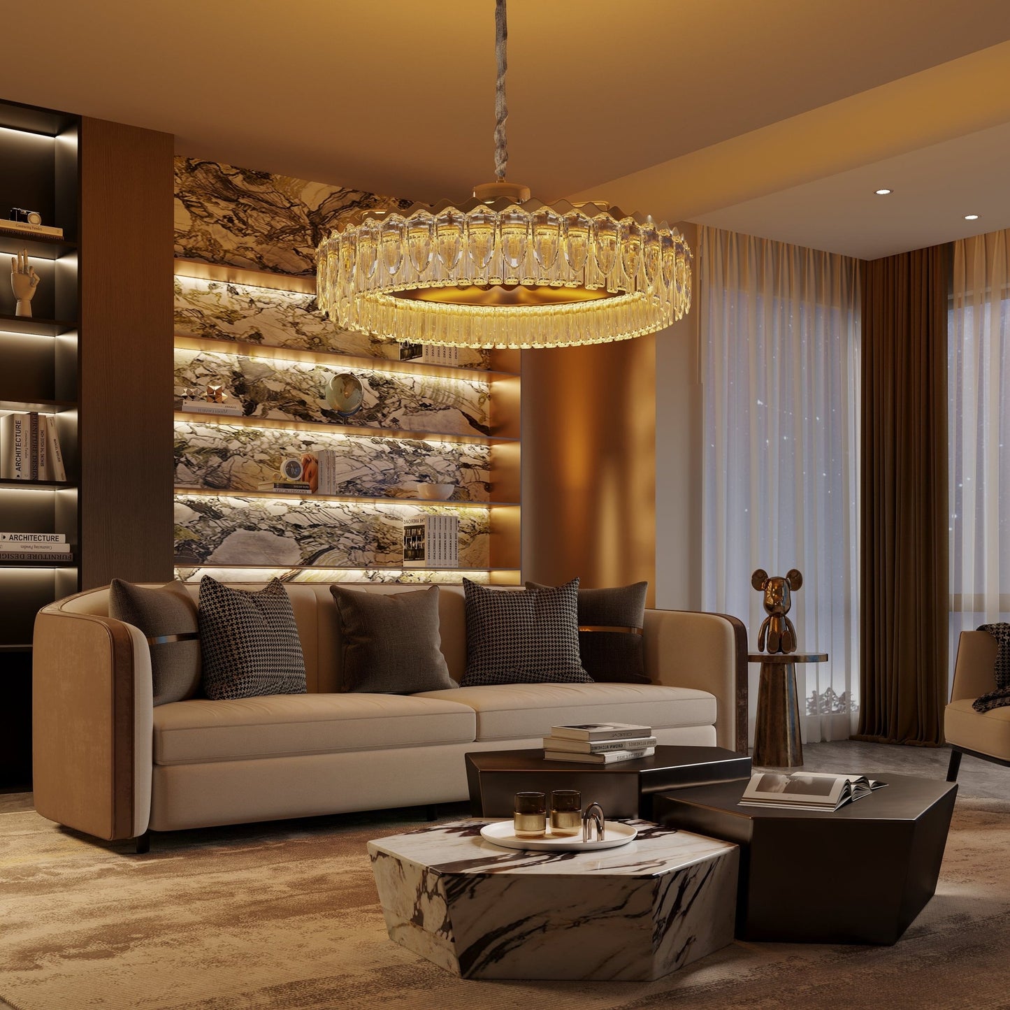 Lightsin Opulent Crystal Elegance Adjustable Pendant Light - House Comfort