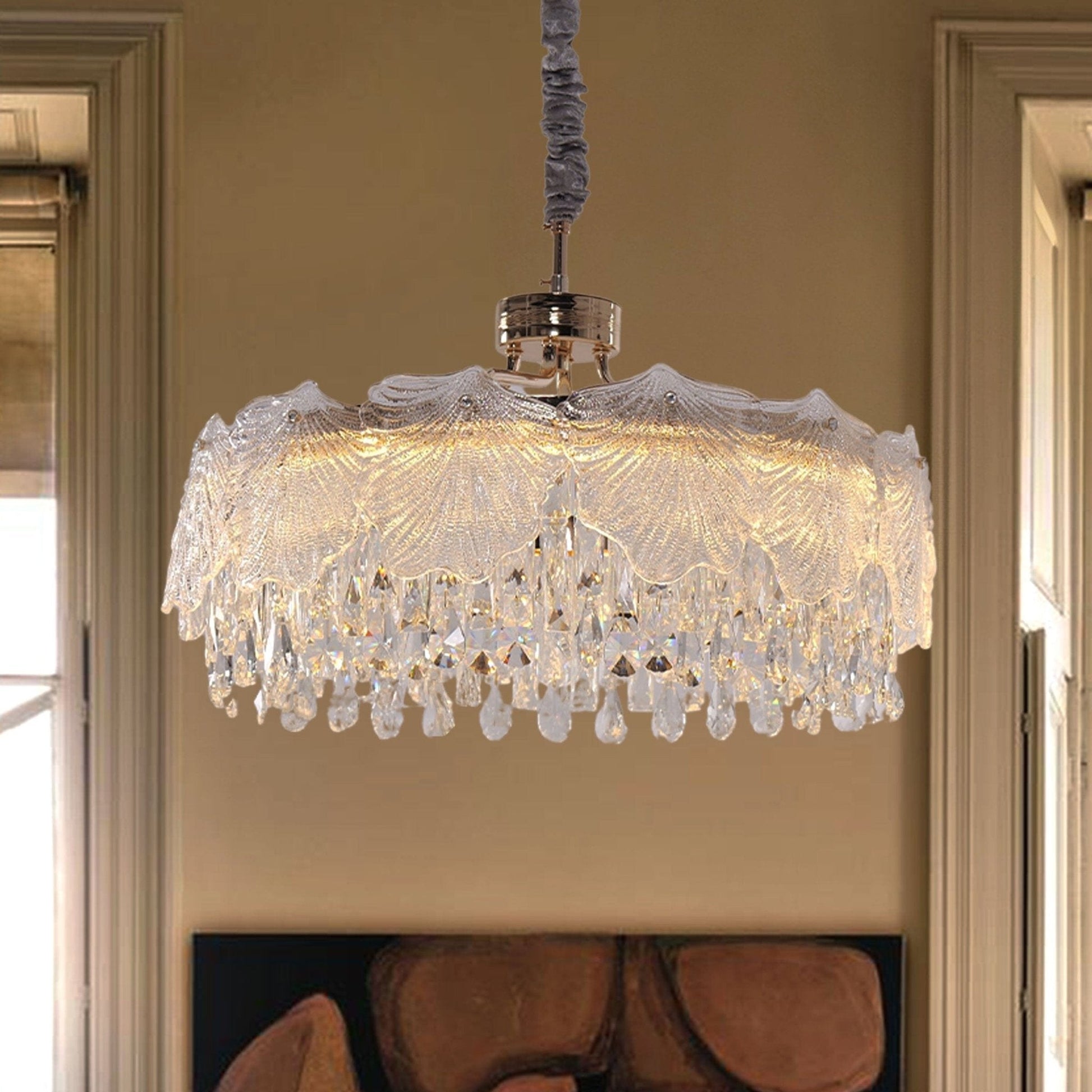 Lightsin Opulent Gold Chandelier Ceiling Light with Crystal Accents - House Comfort