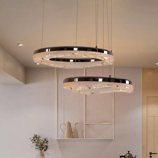 Lightsin Pearl Black Wave LED Chandelier in Aluminum Alloy Modern Ceiling Light - House Comfort