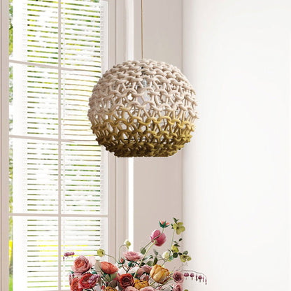Lightsin Pendant Ceiling Light with Artisanal Globe - Shaped Cotton Rope for Natural Elegance - House Comfort