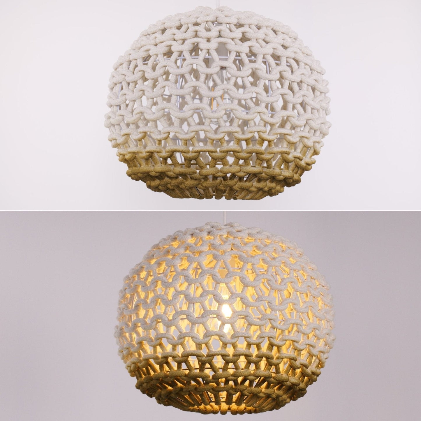 Lightsin Pendant Ceiling Light with Artisanal Globe - Shaped Cotton Rope for Natural Elegance - House Comfort