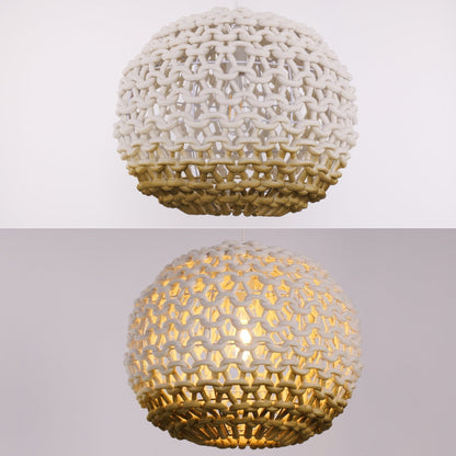 Lightsin Pendant Ceiling Light with Artisanal Globe - Shaped Cotton Rope for Natural Elegance - House Comfort