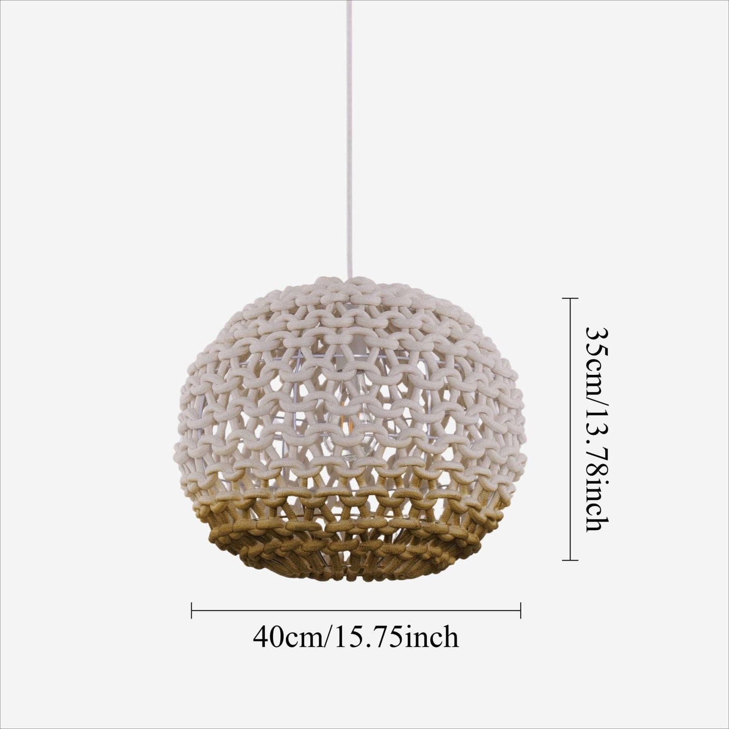 Lightsin Pendant Ceiling Light with Artisanal Globe - Shaped Cotton Rope for Natural Elegance - House Comfort