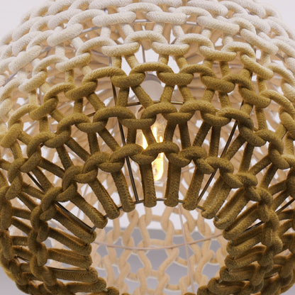 Lightsin Pendant Ceiling Light with Artisanal Globe - Shaped Cotton Rope for Natural Elegance - House Comfort