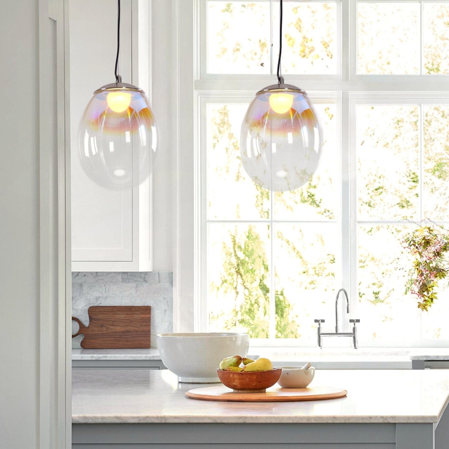 Lightsin Pendant Ceiling Light with Elegant Nebula Coloured Glass - House Comfort