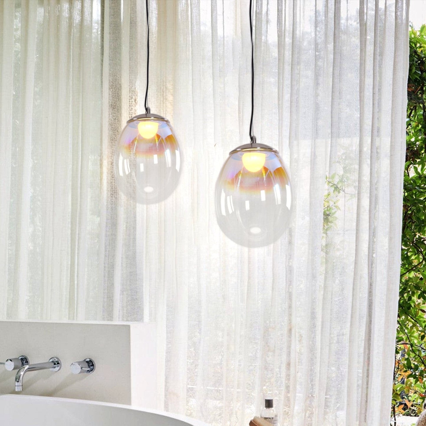 Lightsin Pendant Ceiling Light with Elegant Nebula Coloured Glass - House Comfort