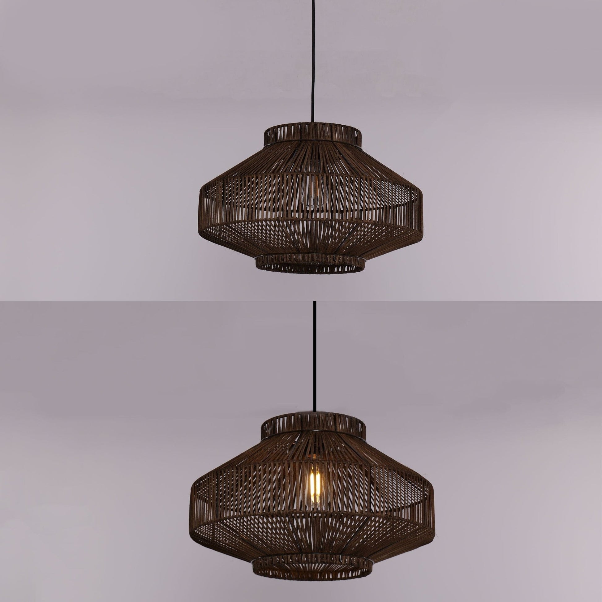 Lightsin Rattan Pendant Light for Modern Boho Interiors – Handwoven Kitchen Island Pendant Light for Living Room, Dining, and Bathroom Ceiling Lighting - House Comfort