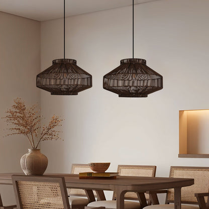 Lightsin Rattan Pendant Light for Modern Boho Interiors – Handwoven Kitchen Island Pendant Light for Living Room, Dining, and Bathroom Ceiling Lighting - House Comfort