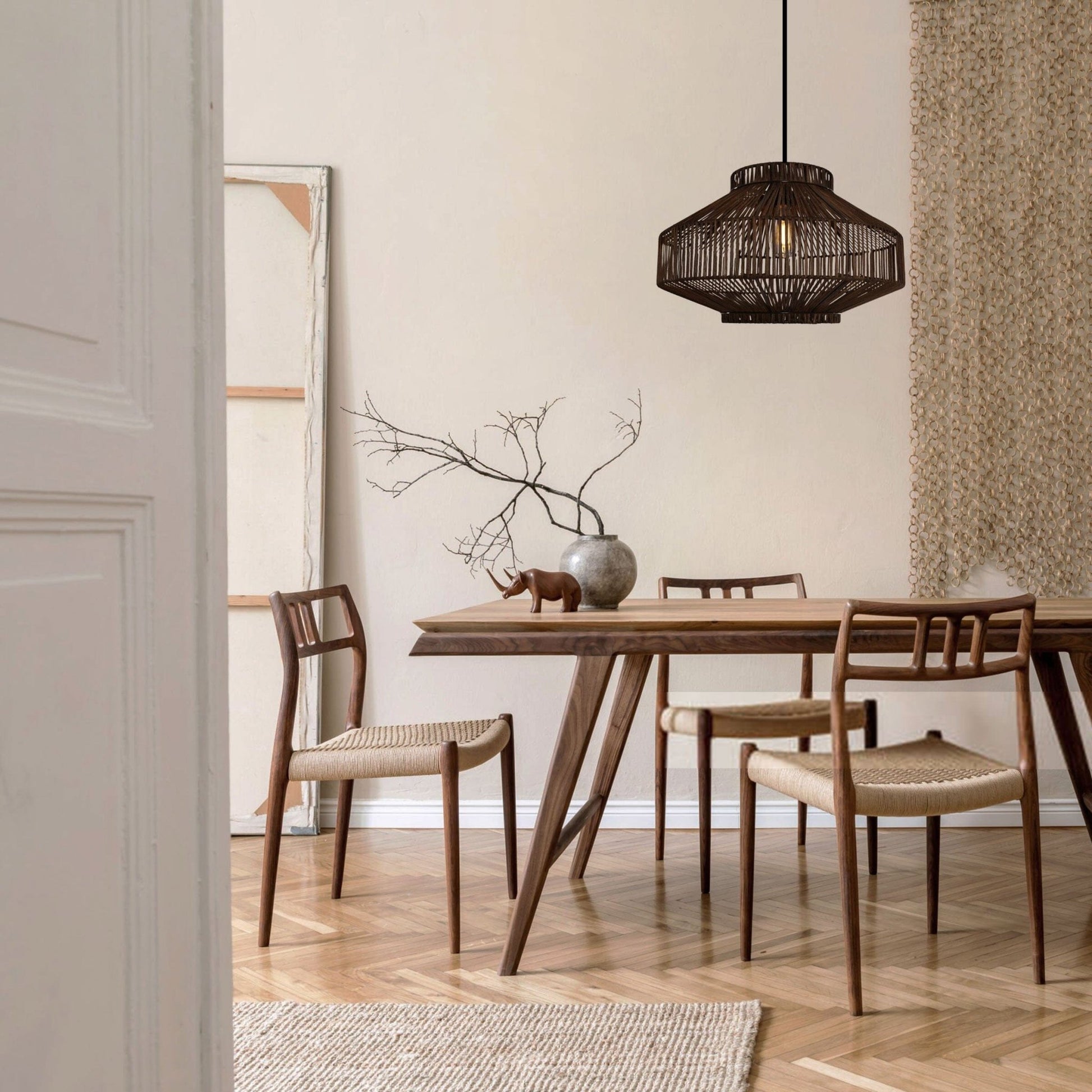 Lightsin Rattan Pendant Light for Modern Boho Interiors – Handwoven Kitchen Island Pendant Light for Living Room, Dining, and Bathroom Ceiling Lighting - House Comfort