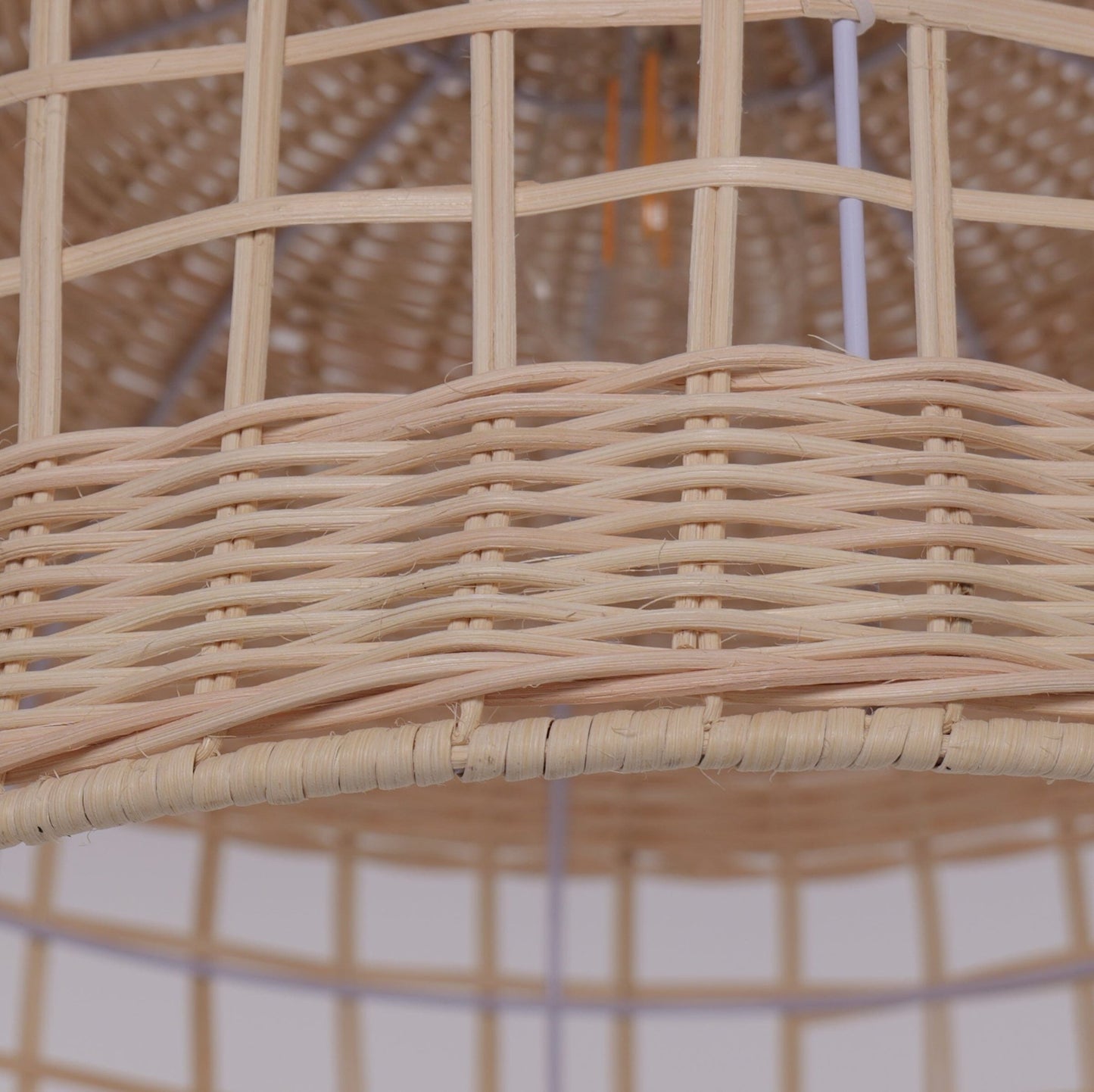 Lightsin Rattan Pendant Light – Handwoven Dome Ceiling Light with Lattice Design for Living Room, Bedroom & Kitchen - House Comfort