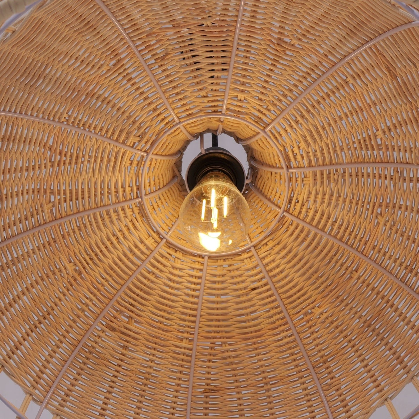 Lightsin Rattan Pendant Light – Handwoven Dome Ceiling Light with Lattice Design for Living Room, Bedroom & Kitchen - House Comfort