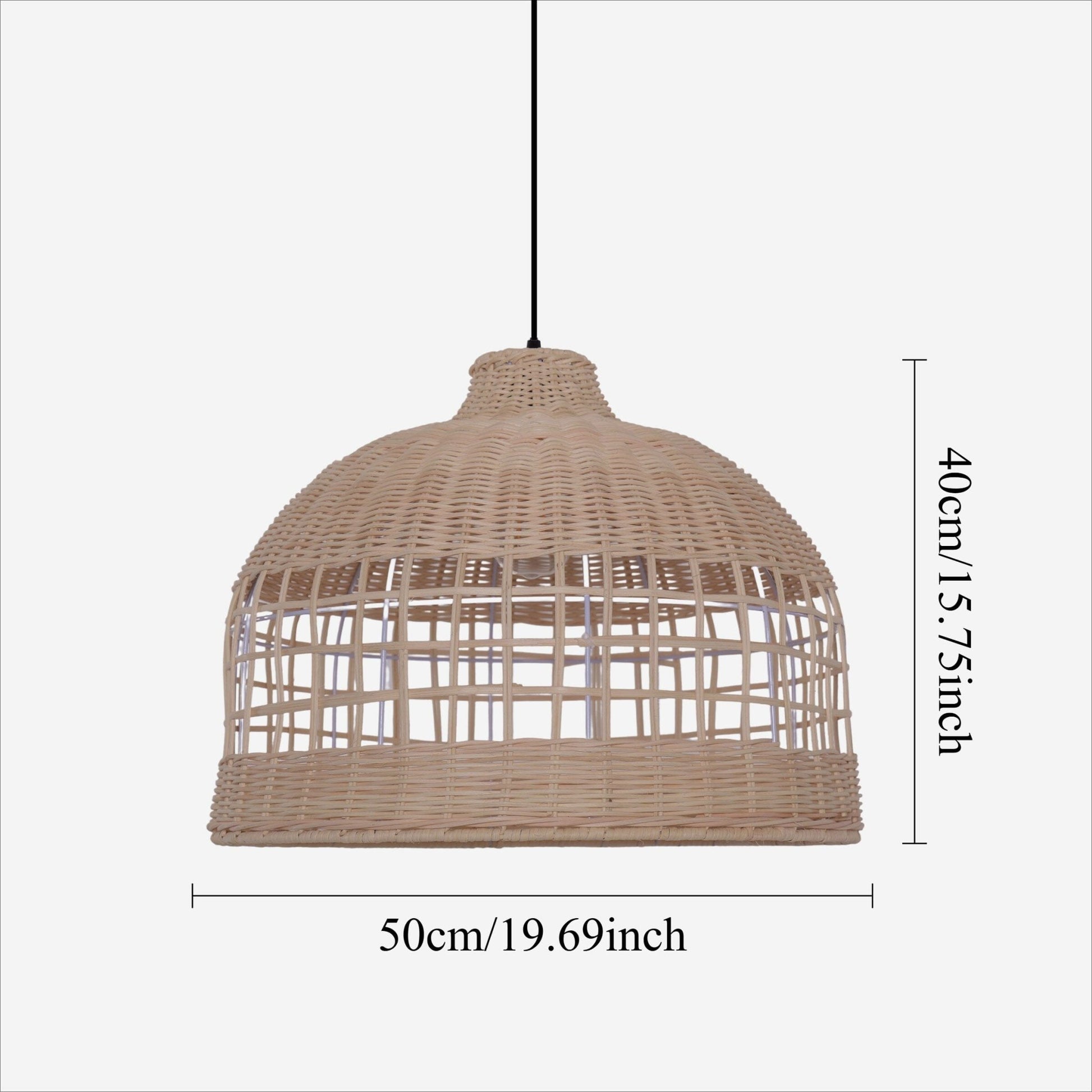 Lightsin Rattan Pendant Light – Handwoven Dome Ceiling Light with Lattice Design for Living Room, Bedroom & Kitchen - House Comfort