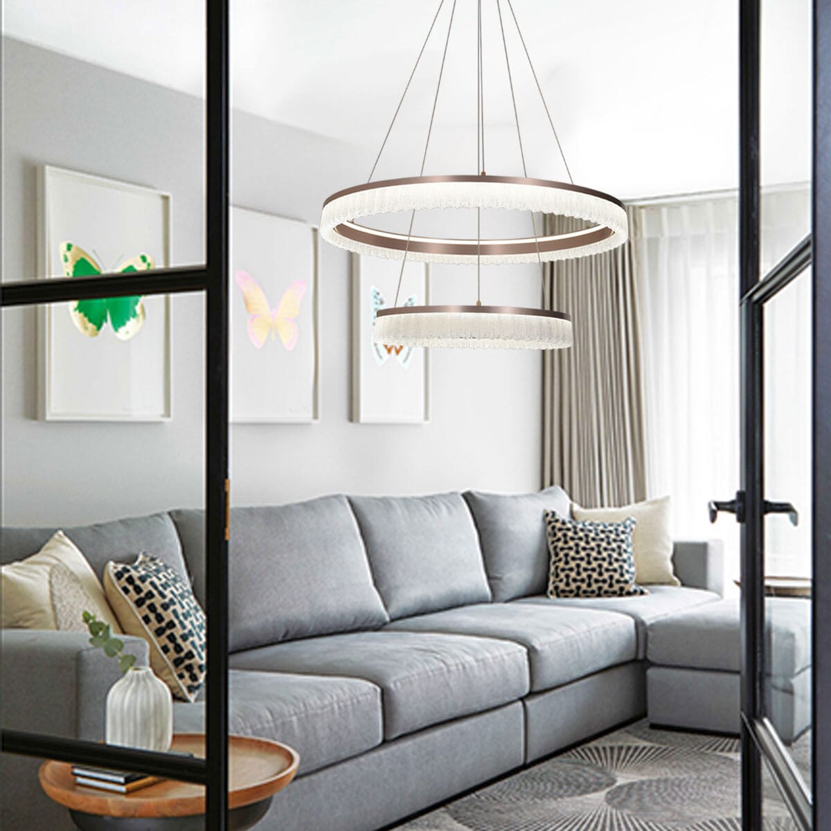 Lightsin Red Aluminum Stepless Dimming Circular Pendant Light for Modern Interiors - House Comfort