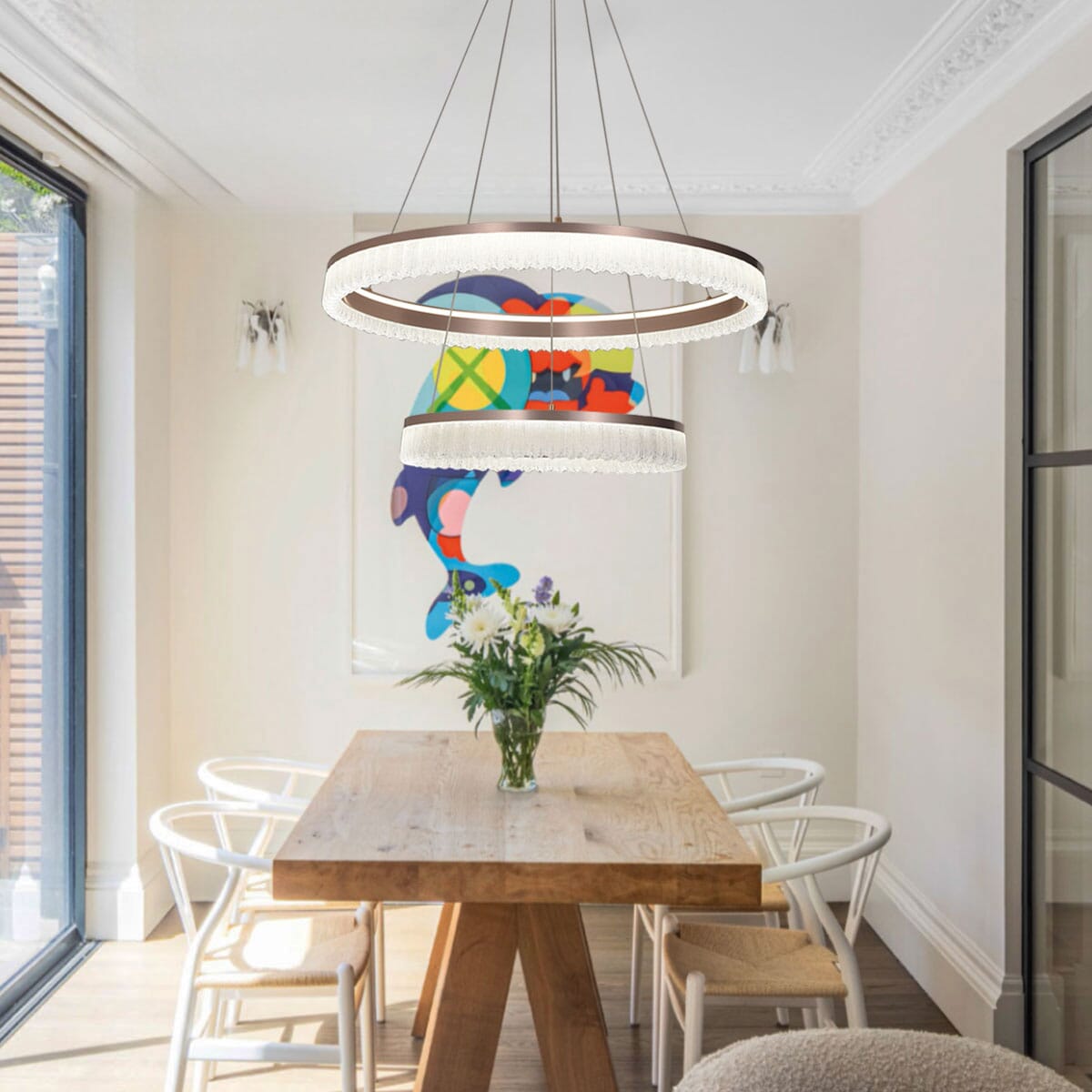 Lightsin Red Aluminum Stepless Dimming Circular Pendant Light for Modern Interiors - House Comfort