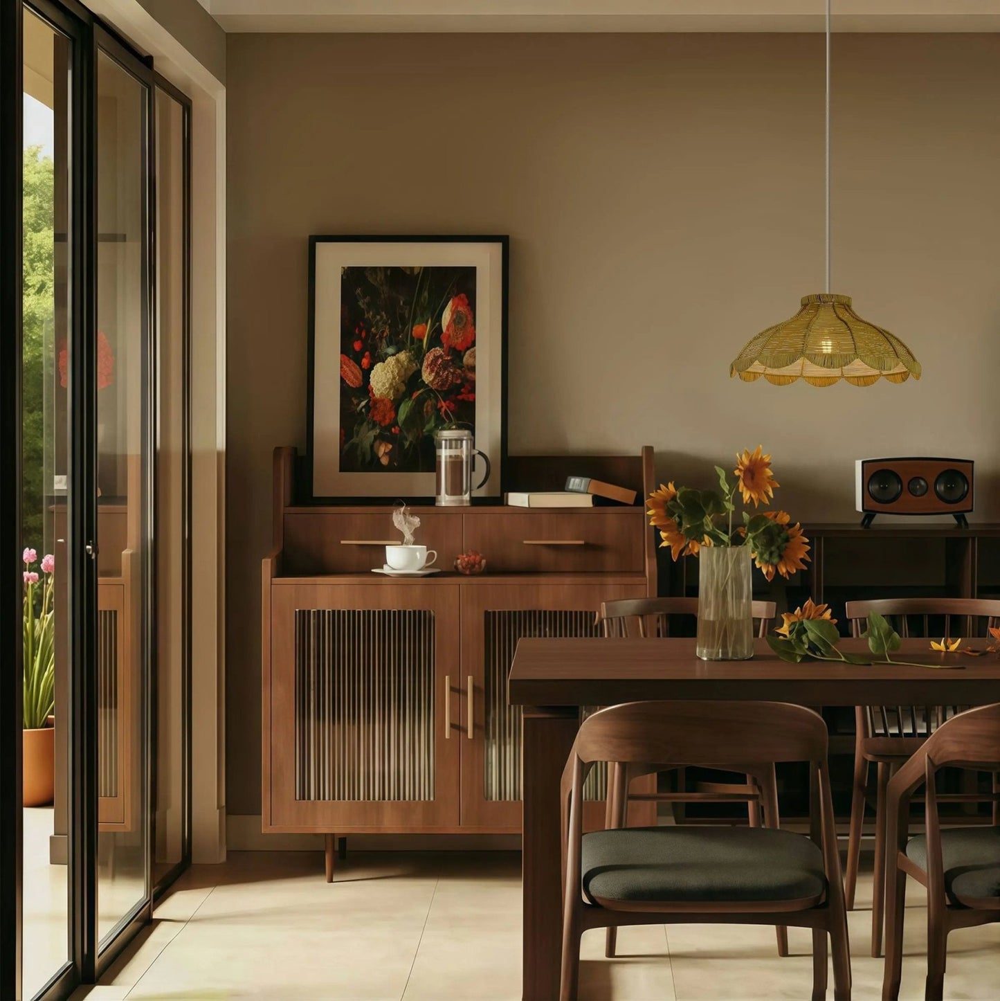 Lightsin Reseda Petal Shaped Rattan Pendant Light - House Comfort