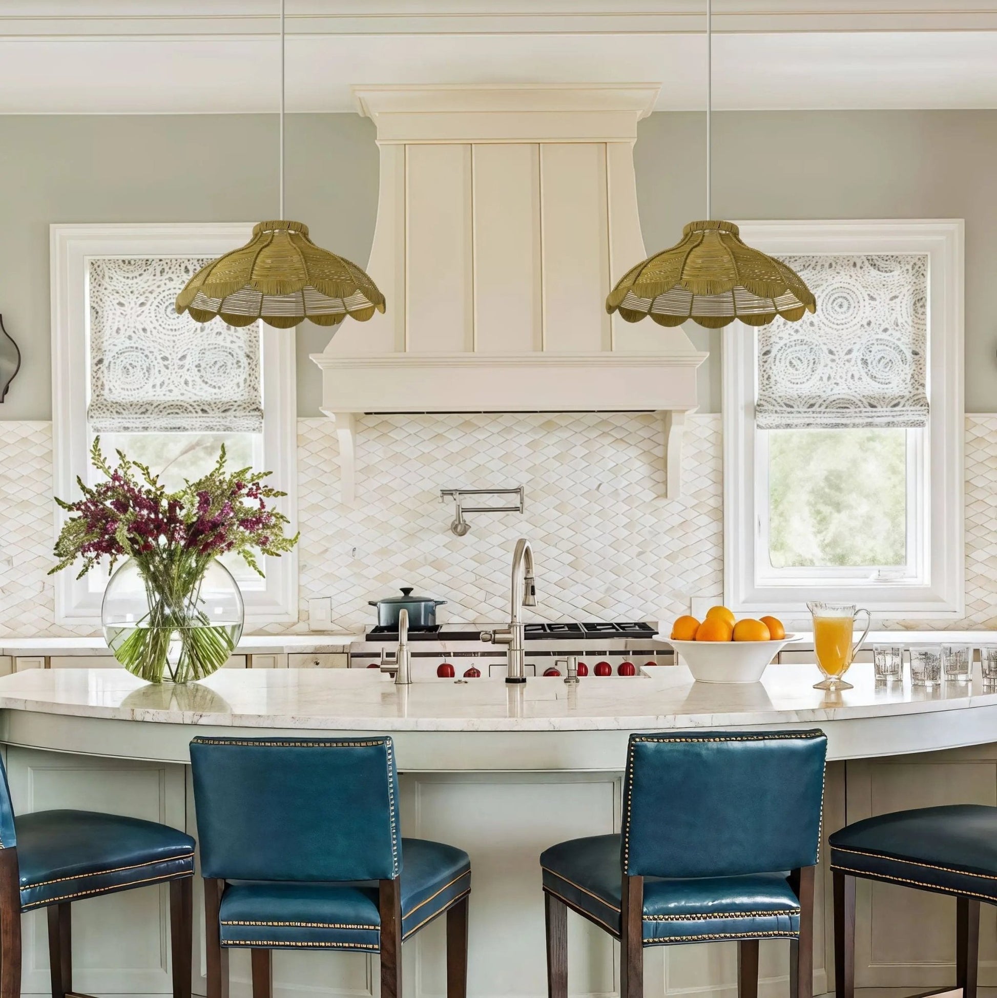 Lightsin Reseda Petal Shaped Rattan Pendant Light - House Comfort