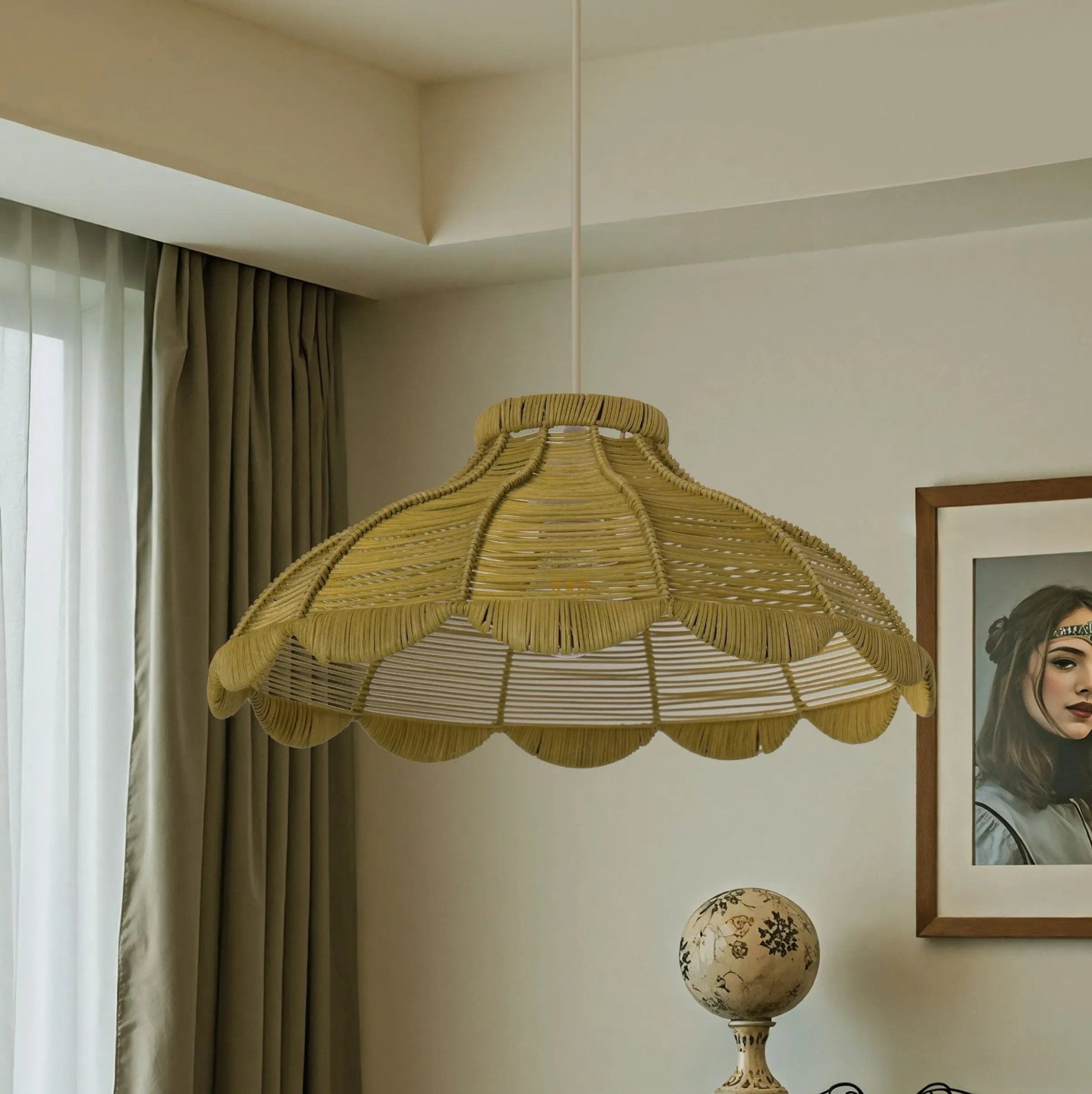 Lightsin Reseda Petal Shaped Rattan Pendant Light - House Comfort