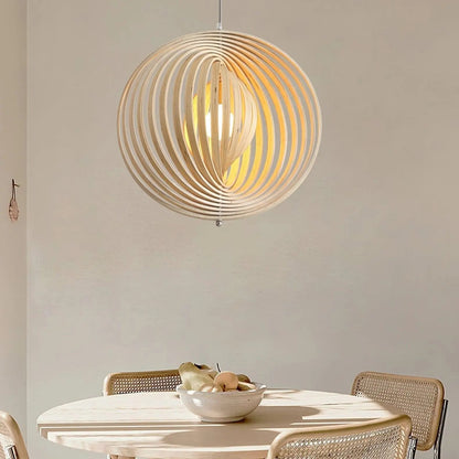 Lightsin Rotating Circular Moon Wooden LED Pendant Light - House Comfort