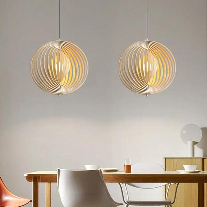 Lightsin Rotating Circular Moon Wooden LED Pendant Light - House Comfort