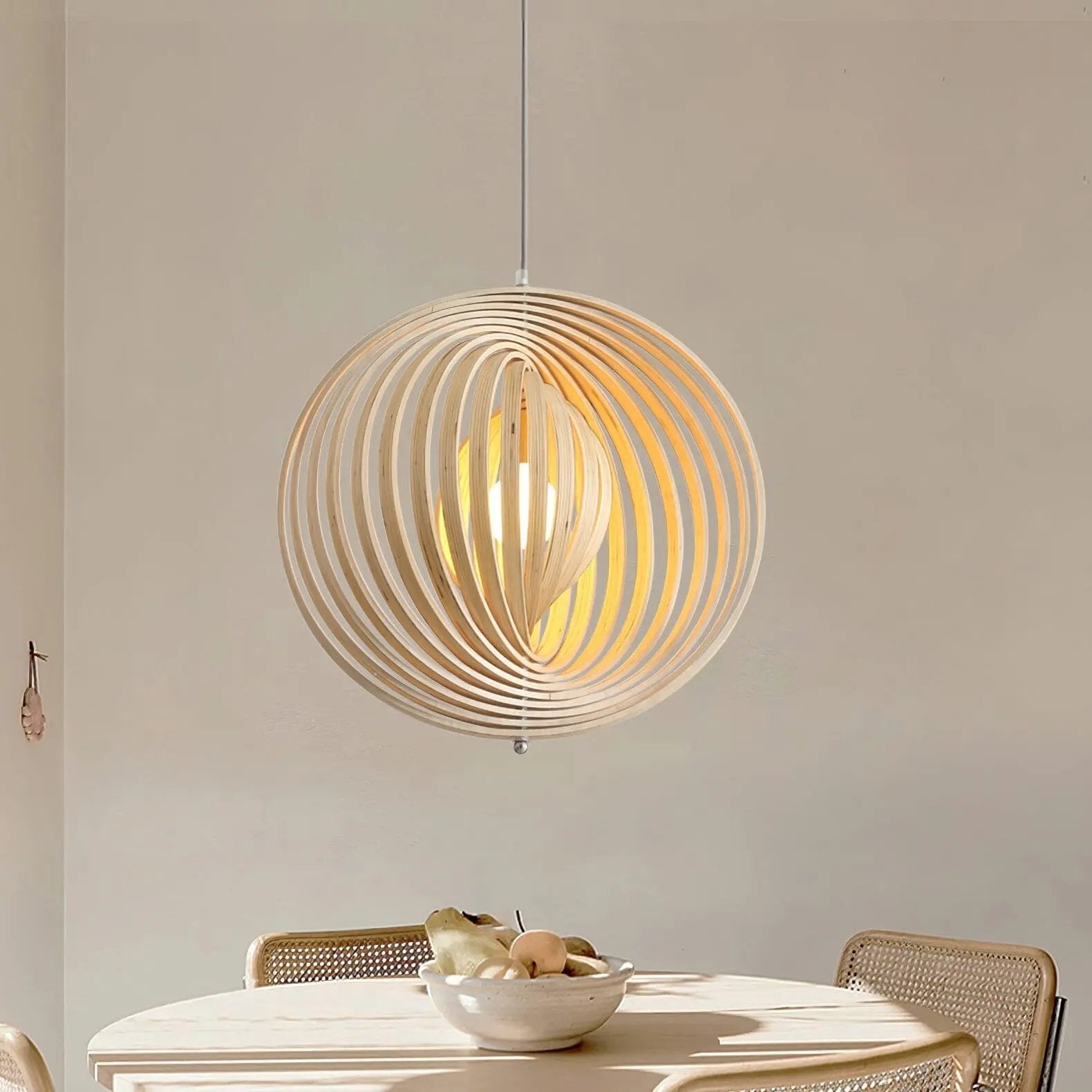 Lightsin Rotating Circular Moon Wooden LED Pendant Light - House Comfort