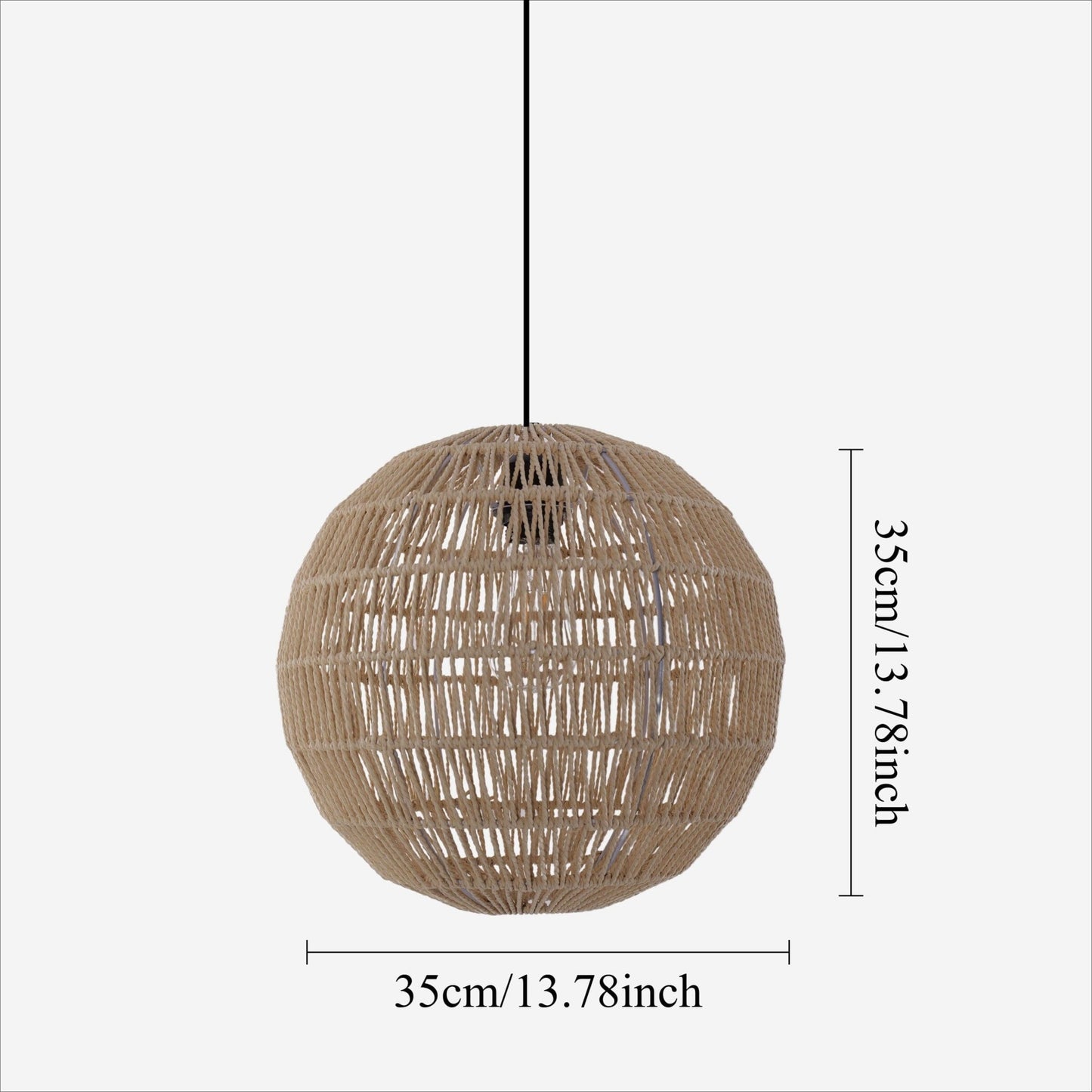 Lightsin Round Cotton Rope Pendant Light – Handwoven Ceiling Pendant for Living Room, Dining Room & Kitchen - House Comfort