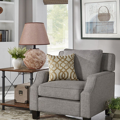 Lightsin Rustic Ceramic Table Lamp with Textured Base and Linen Shade - House Comfort