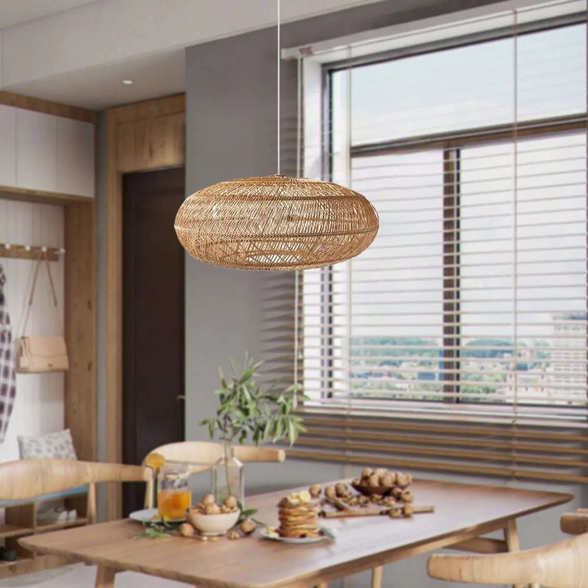 Lightsin Rustic Elegance Rattan Hanging Pendant Light - House Comfort