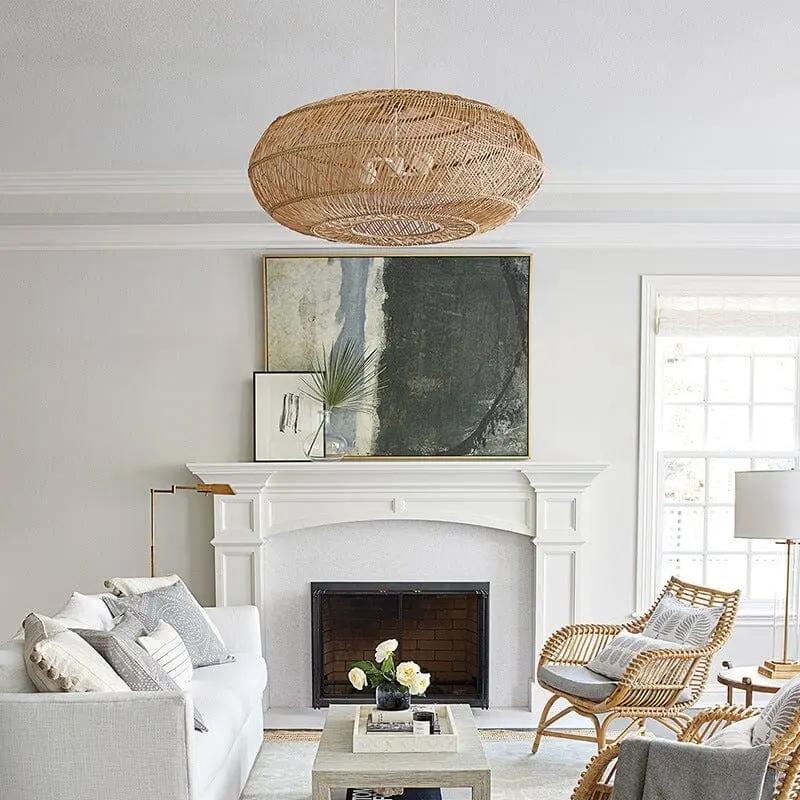 Lightsin Rustic Elegance Rattan Hanging Pendant Light - House Comfort