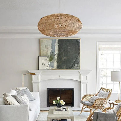 Lightsin Rustic Elegance Rattan Hanging Pendant Light - House Comfort