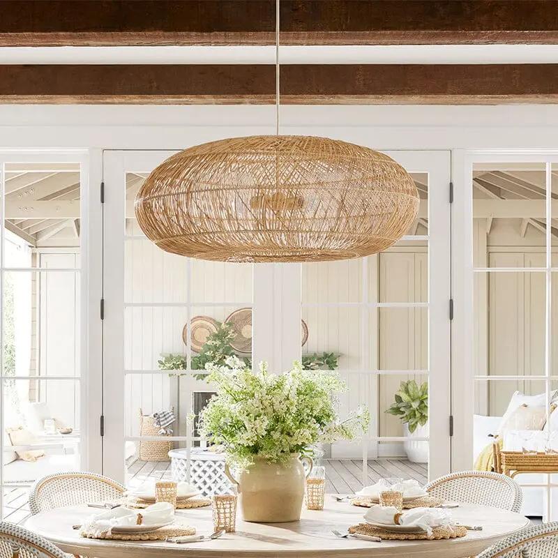 Lightsin Rustic Elegance Rattan Hanging Pendant Light - House Comfort