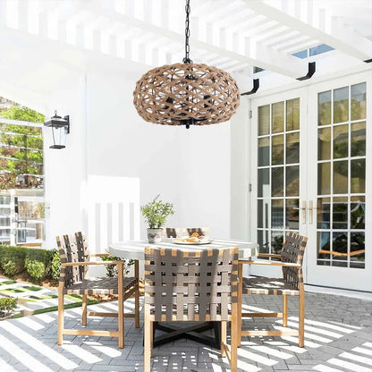 Lightsin Rustic Hemp Rope Globe Pendant Light for Farmhouse and Industrial Style - House Comfort