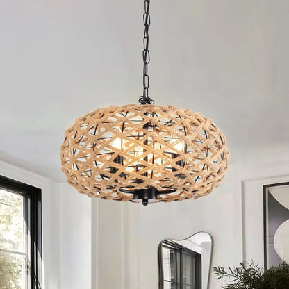 Lightsin Rustic Hemp Rope Globe Pendant Light for Farmhouse and Industrial Style - House Comfort