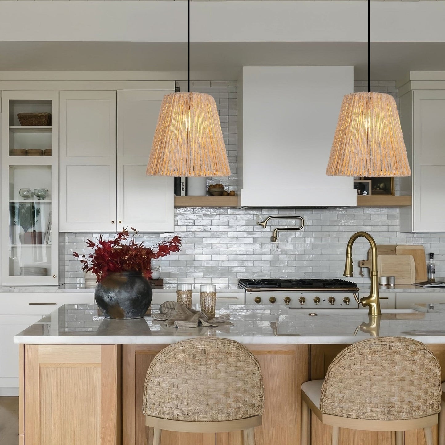 Lightsin Rustic Hemp Rope Woven Pendant Light for Cozy Interiors - House Comfort