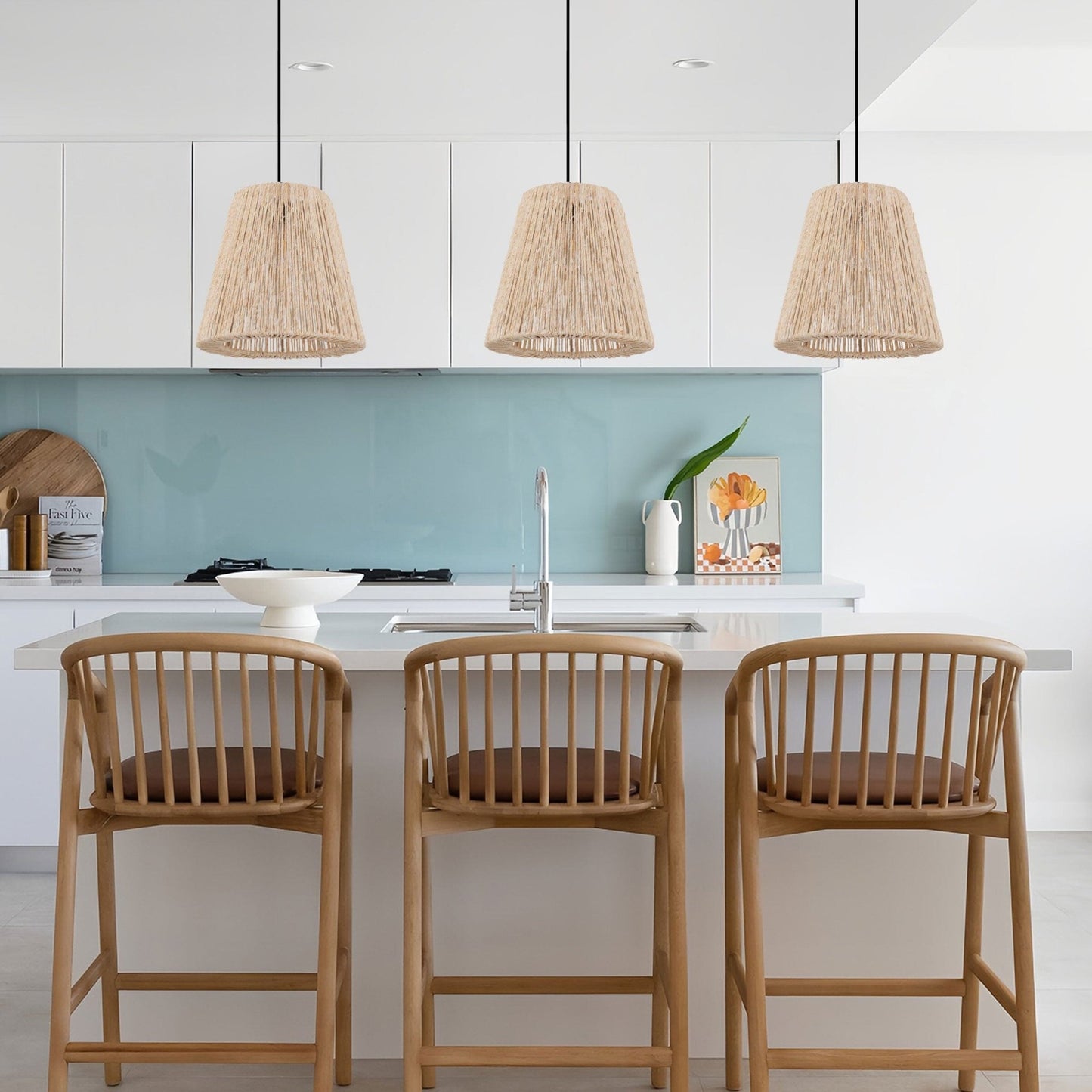 Lightsin Rustic Hemp Rope Woven Pendant Light for Cozy Interiors - House Comfort