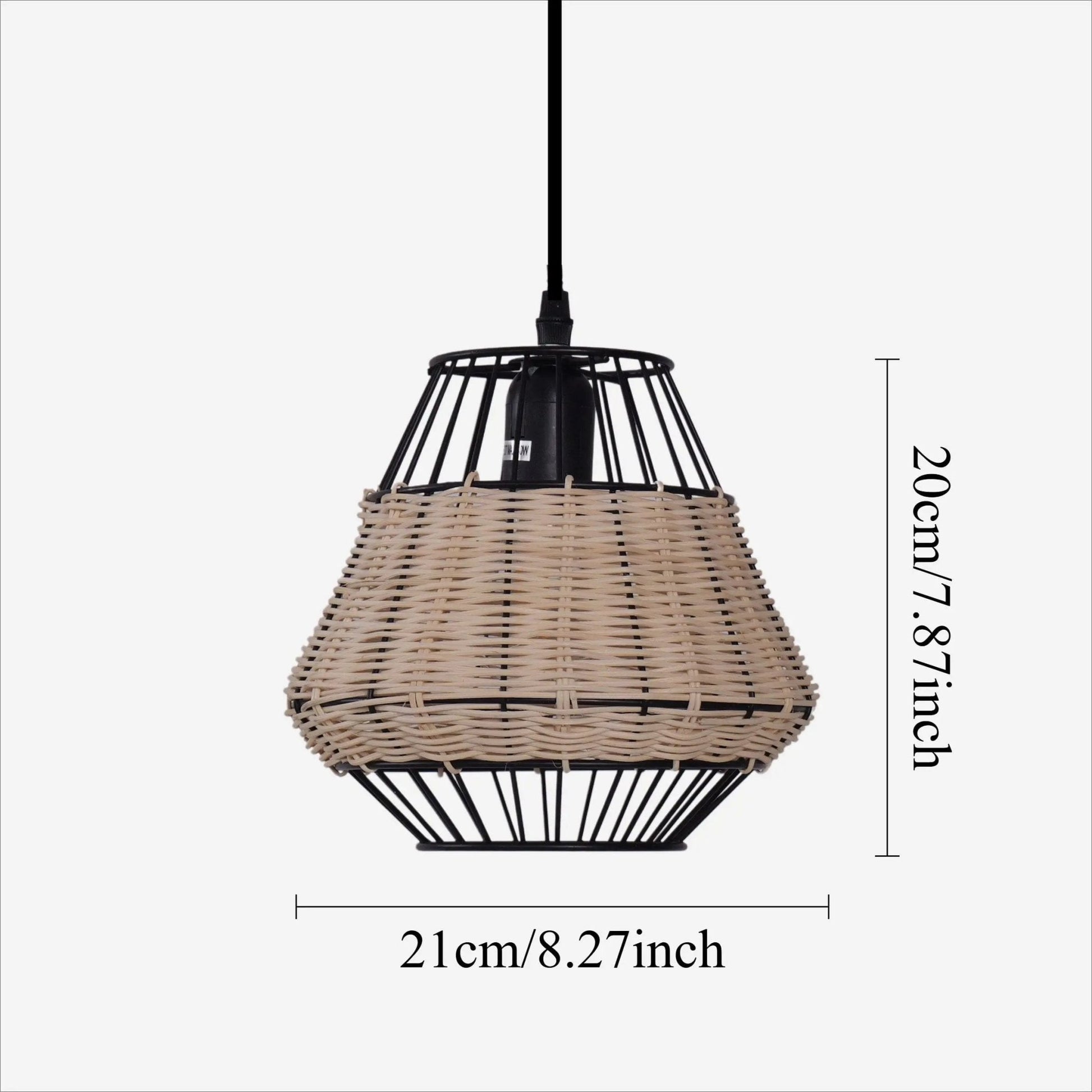 Lightsin Rustic Iron Woven Rattan Pendant Light for Dining Room, Reading Corner & Bedroom - House Comfort