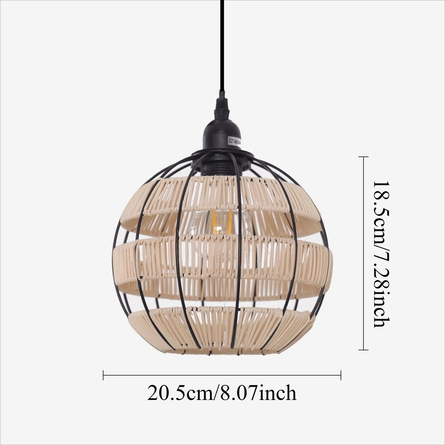 Lightsin Rustic Iron Woven Rattan Pendant Light for Dining Room, Reading Corner & Bedroom - House Comfort