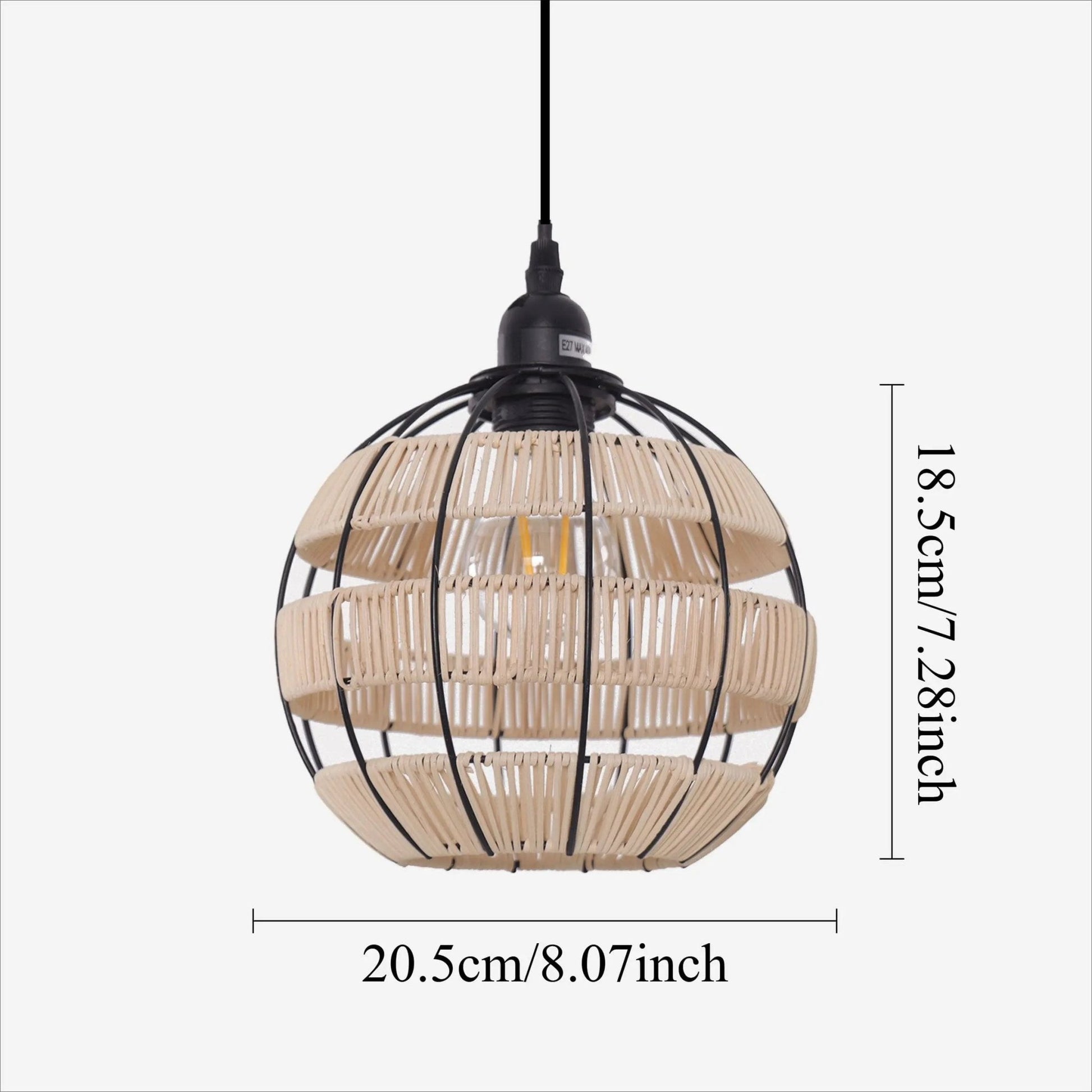 Lightsin Rustic Iron Woven Rattan Pendant Light for Dining Room, Reading Corner & Bedroom - House Comfort