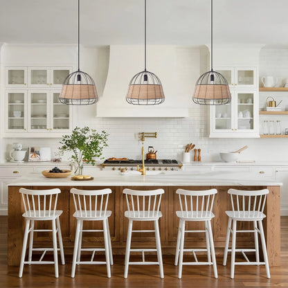 Lightsin Rustic Iron Woven Rattan Pendant Light for Dining Room, Reading Corner & Bedroom - House Comfort