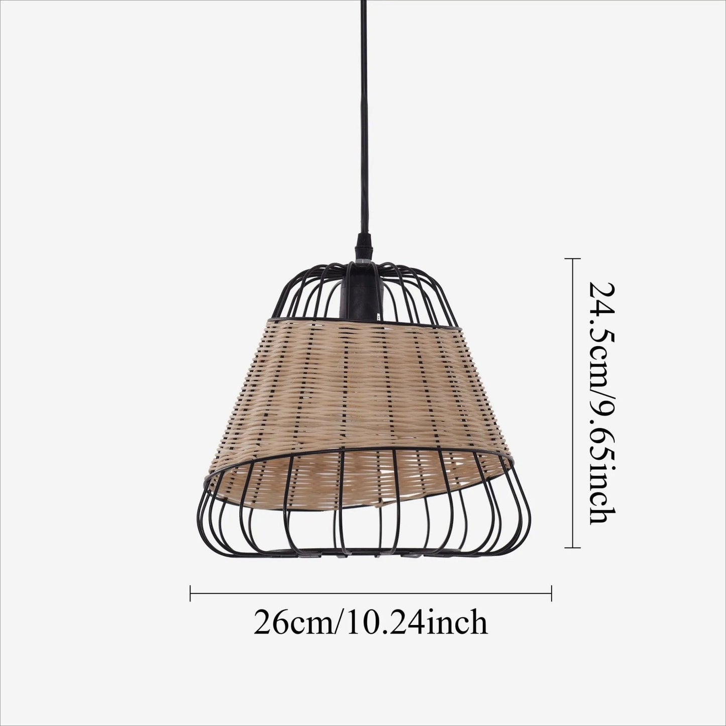 Lightsin Rustic Iron Woven Rattan Pendant Light for Dining Room, Reading Corner & Bedroom - House Comfort