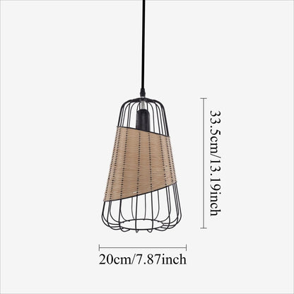 Lightsin Rustic Iron Woven Rattan Pendant Light for Dining Room, Reading Corner & Bedroom - House Comfort