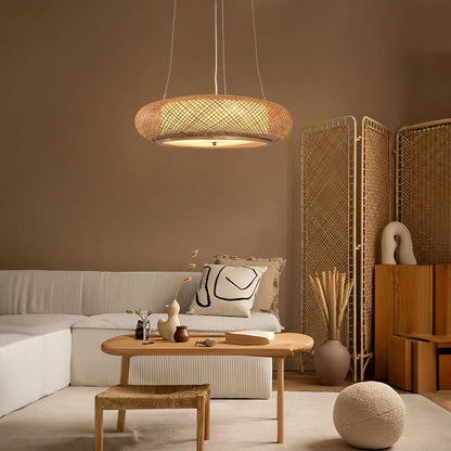 Lightsin Rustic Iron Woven Rattan Pendant Light for Dining Room, Reading Corner & Bedroom - House Comfort