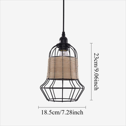 Lightsin Rustic Iron Woven Rattan Pendant Light for Dining Room, Reading Corner & Bedroom - House Comfort